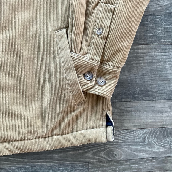 Club Room Corduroy Quilted Shacket Men’s MEDIUM Tan Khaki Shirt Jacket Button Up - Picture 4 of 11